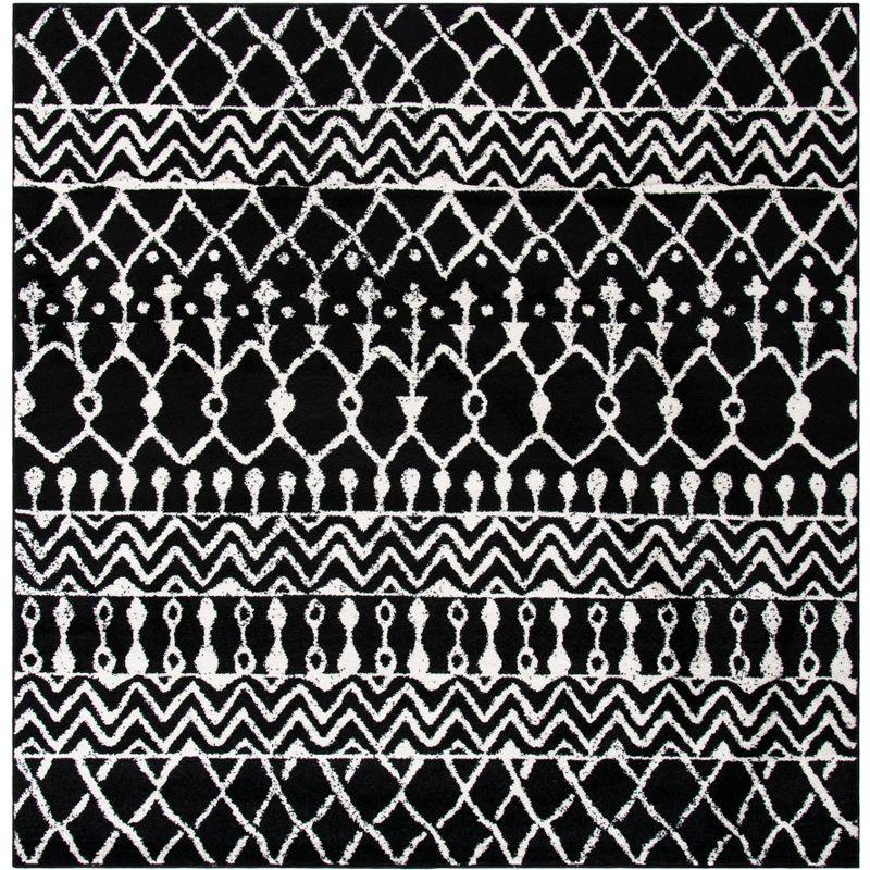 Tulum TUL270 Power Loomed Indoor Area Rug - Black/Ivory - 9'x9' - Safavieh