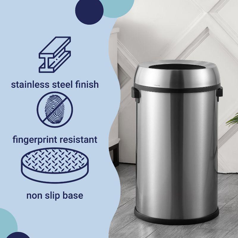 Steel Open Trash Can - 17.2 Gallons