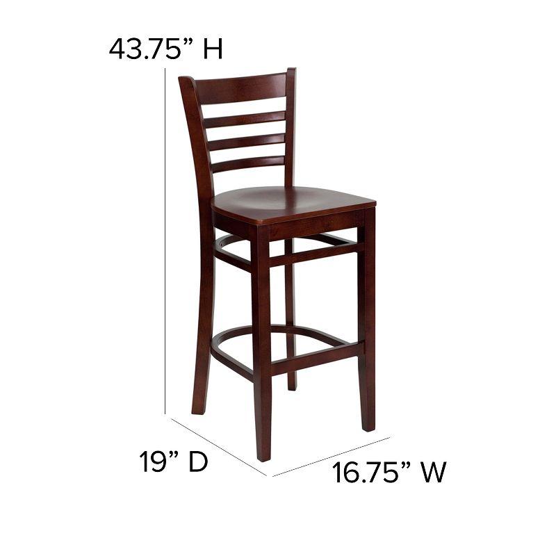 Elegant Mahogany Wood Ladder Back Barstool with Footrest