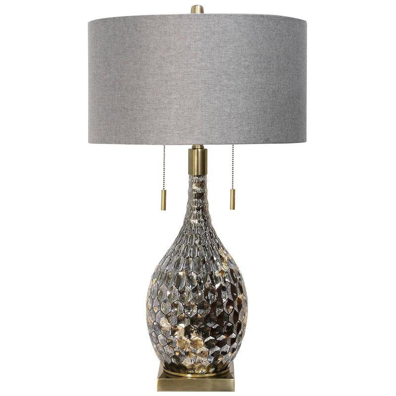 Lydney Silver Metal and Glass 3-Way Table Lamp