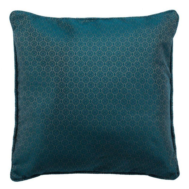 Aderyn 18" Square Teal and Gold Decorative Pillow