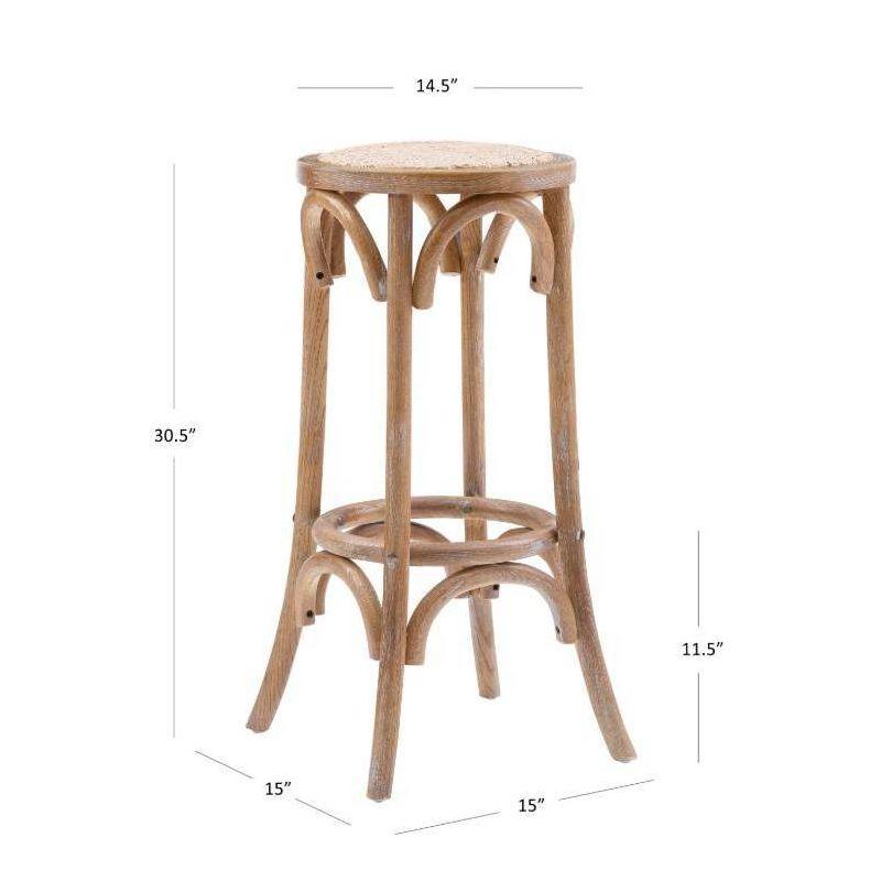 Dovecove Rae Round Rattan Seat Counter Stool with Solid Wood Frame