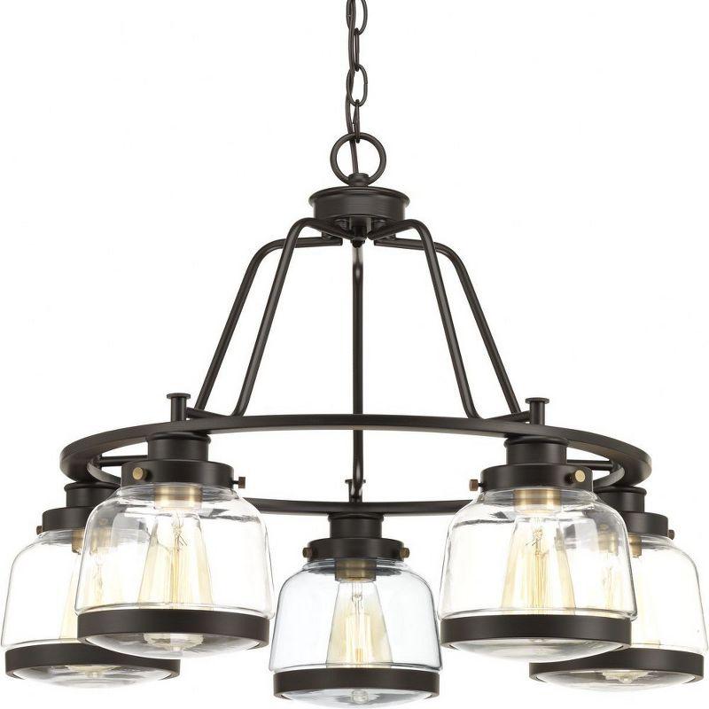 Progress Lighting Judson 5-Light Chandelier, Antique Bronze, Schoolhouse Globe, Canopy Included, Shade Dimensions: 6.5 x 5.25