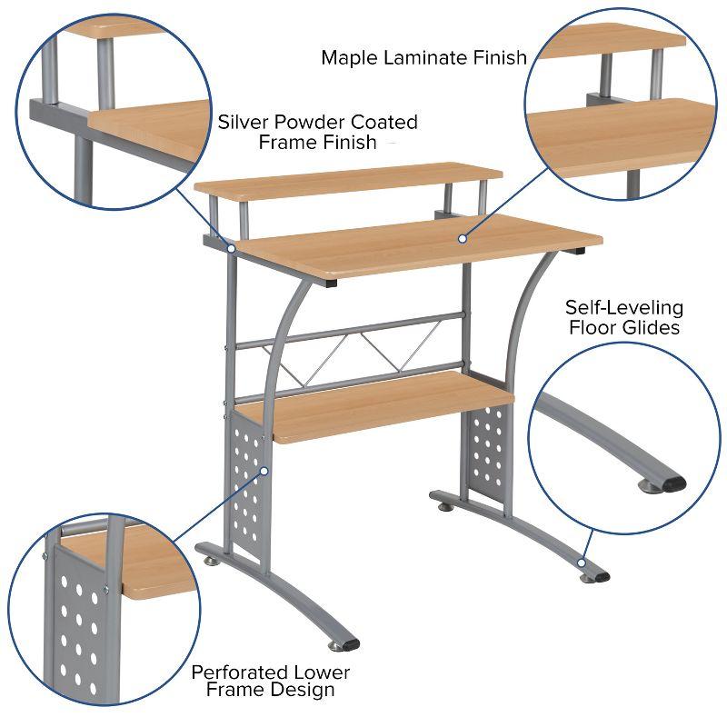 Flash Furniture Computer Desk with Top and Lower Storage Shelves