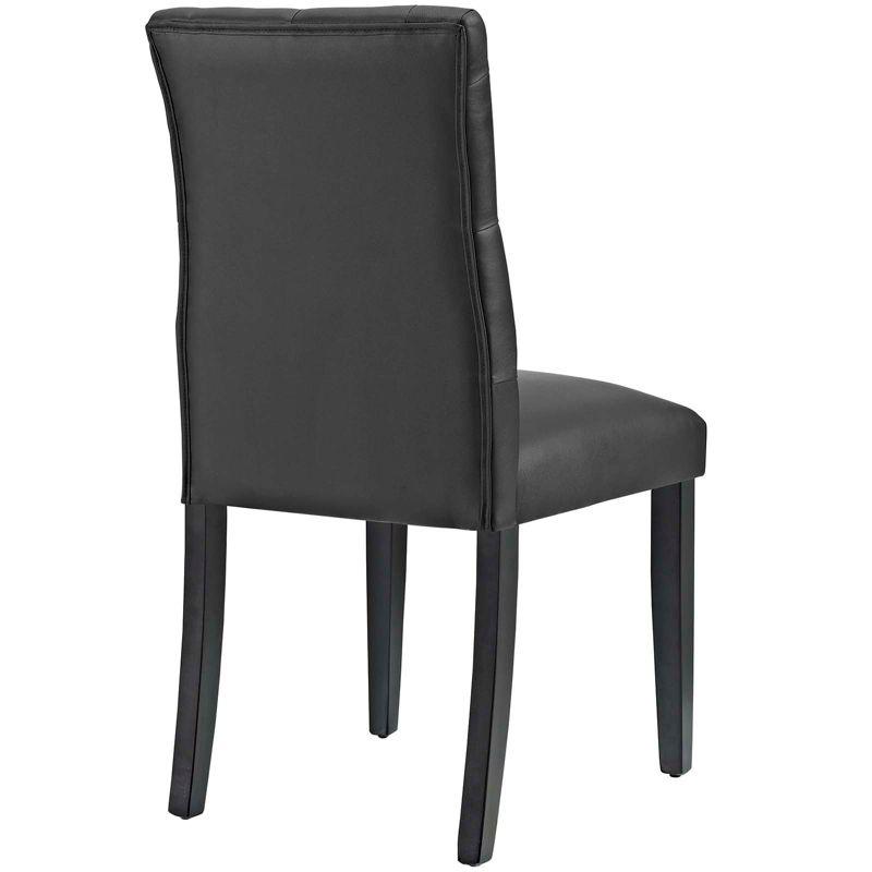 Black Faux Leather Upholstered Side Chair with Wood Legs, Set of 2