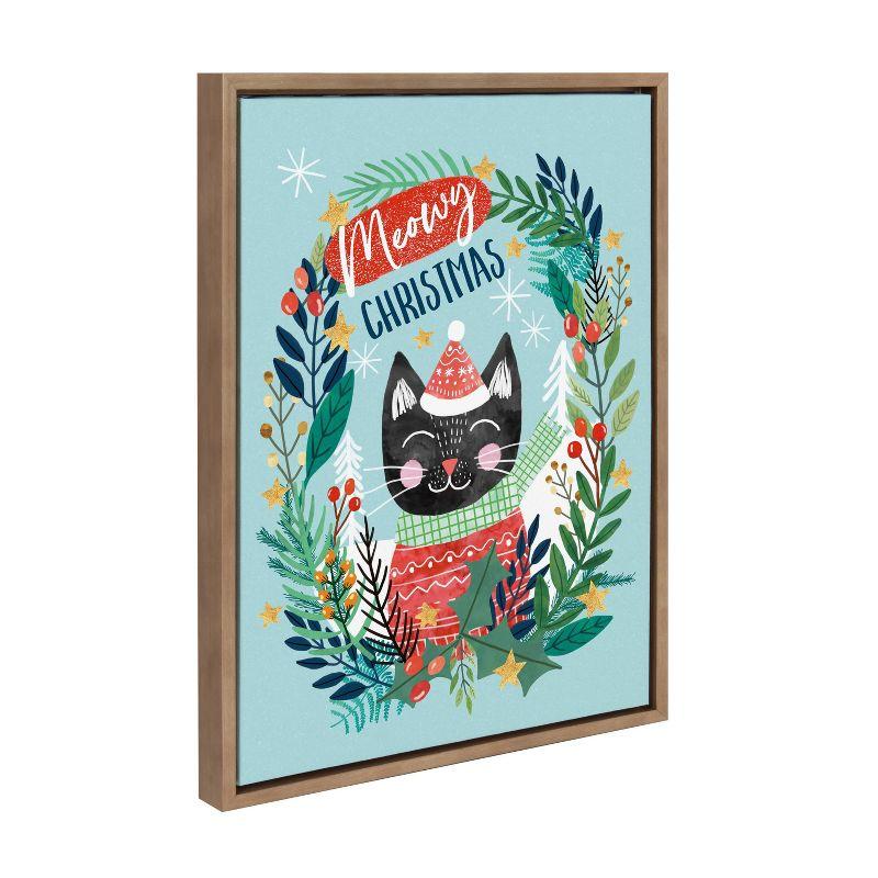 18" x 24" Sylvie Christmas Meow by Mia Charro Framed Canvas Gold - Kate & Laurel All Things Decor