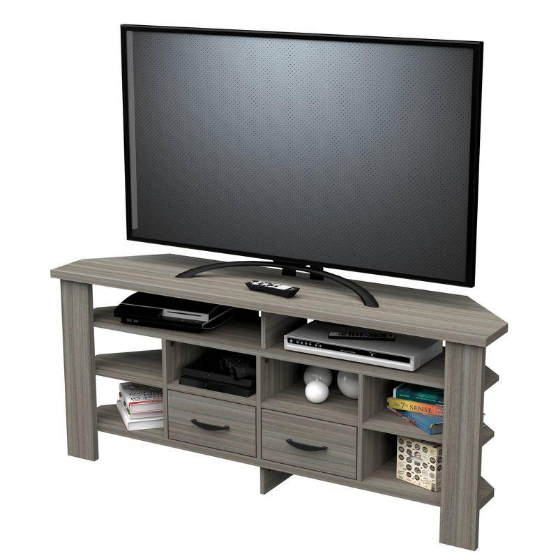 47" Computer Desk Smoked Oak - Inval: Home Office Furniture with Keyboard Tray & File Storage