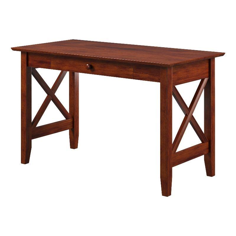 AFI 48" Solid Wood X Design Writing Desk with Drawer in Walnut