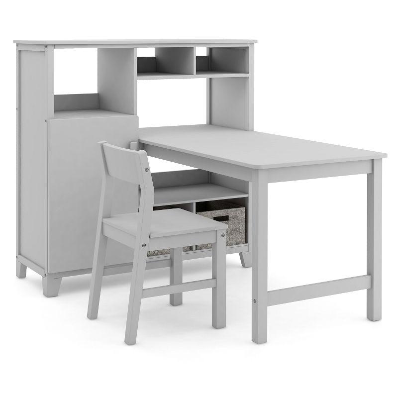 Martha Stewart Kids' Media System Desk and Chair Set: Children's Wooden Homeschool Study Table with Hutch Storage; Bedroom Furniture