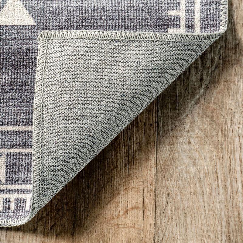 Nuloom Evalyn Southwestern Pet Friendly Machine Washable Area Rug, 5' x 8', Grey