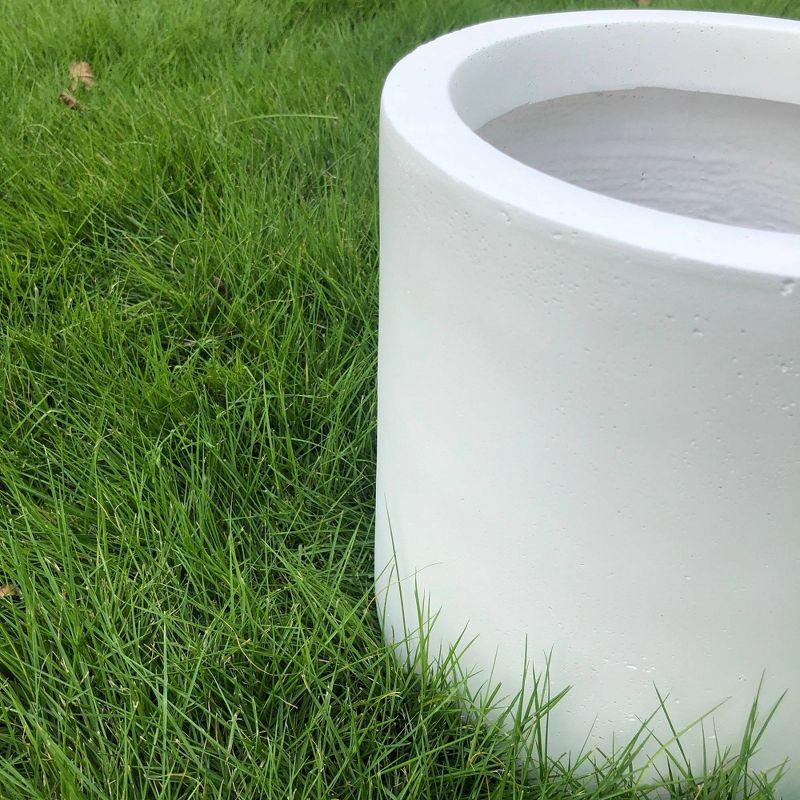 Set of 3 Modern Cylindrical Lightweight Concrete Outdoor Planters Pure White - Rosemead Home & Garden, Inc.