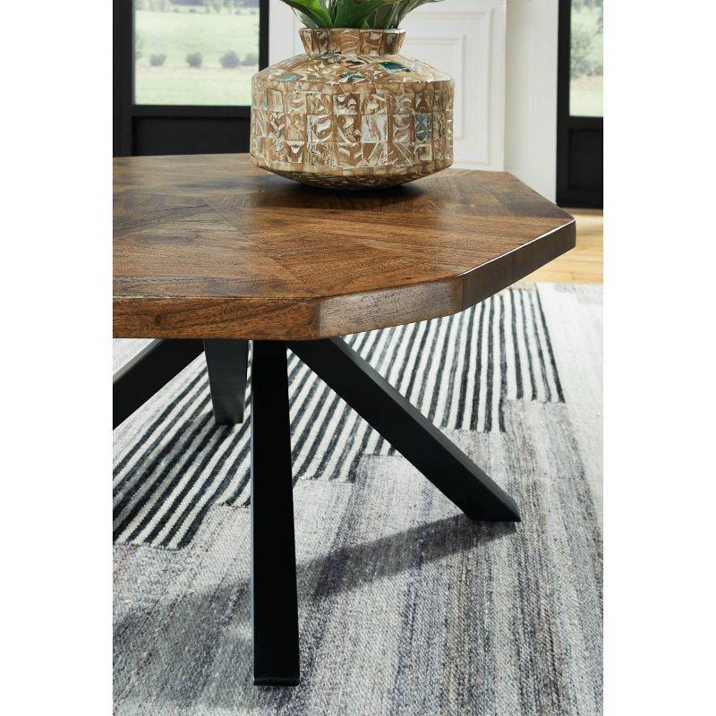 Haileeton Coffee Table Black/Gray/Brown/Beige - Signature Design by Ashley: Contemporary Pedestal Base, Acacia Top