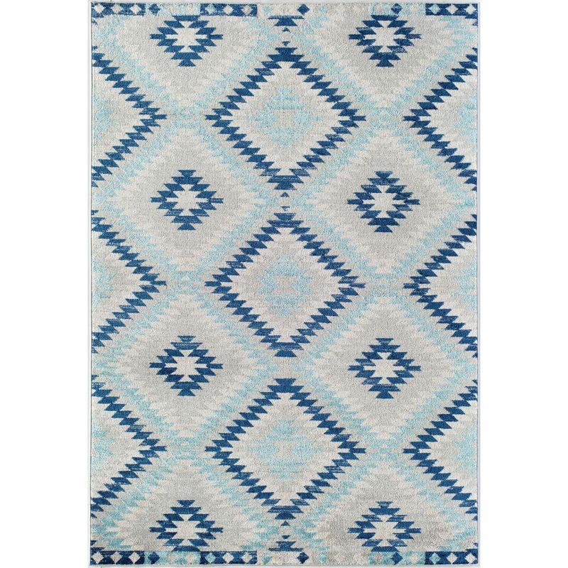 Bodrum Tribal Ice Blue Area Rug