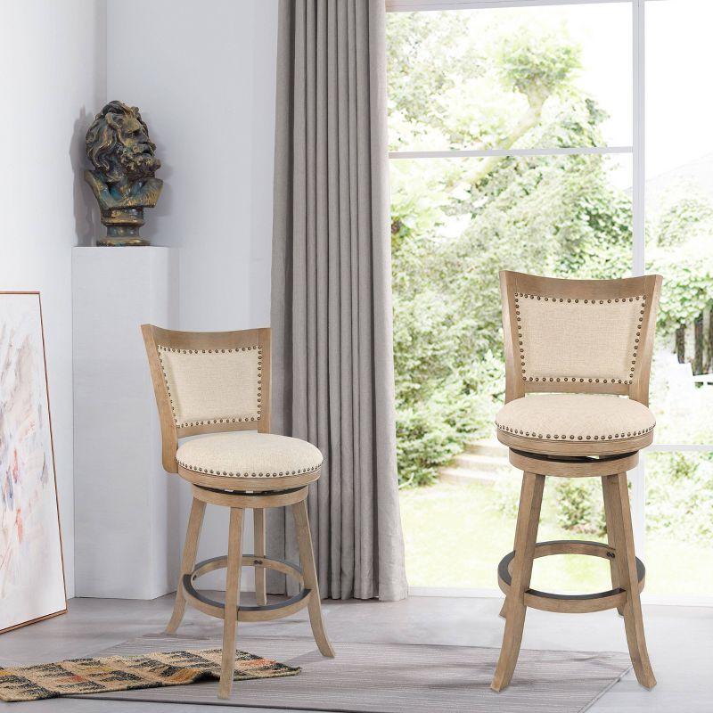 Dovecove Falken Swivel Upholstered Counter Stool with Solid Wood Frame