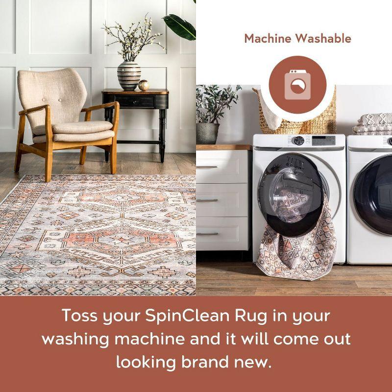 Nuloom Mae Motif Pet Friendly Machine Washable Area Rug, 4' x 6', Brick