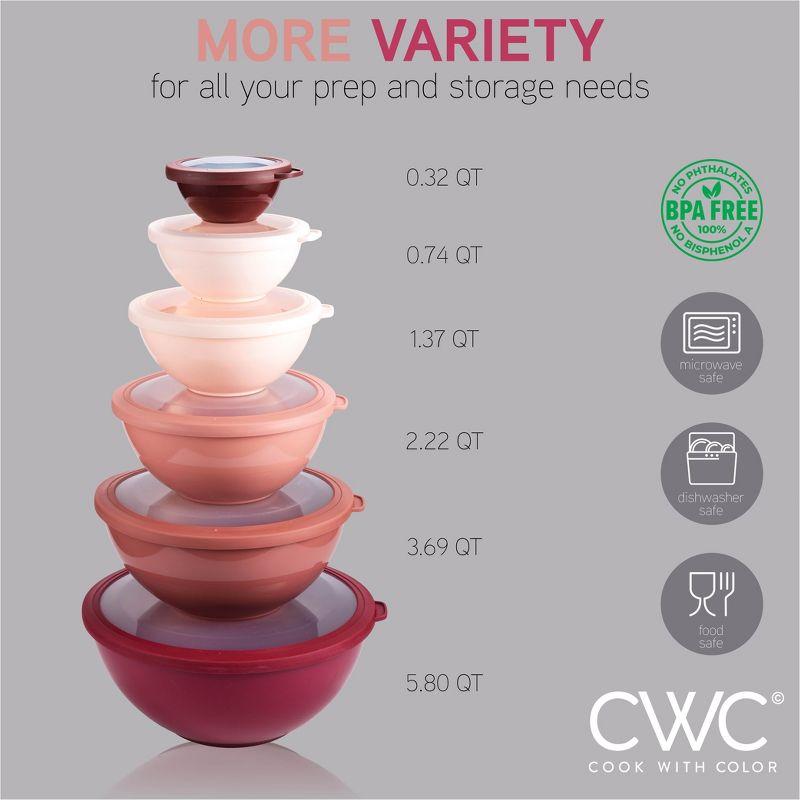 WRIWON 12 Piece Nesting Bowls Set includes 6 Prep Bowls and 6 Lids