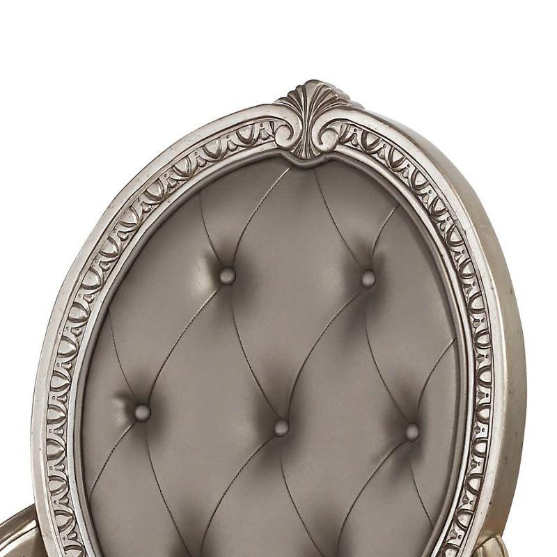 Set of 2 24" Northville PU Dining Chairs Antique Silver - Acme Furniture: Queen Anne Style, Tufted Back