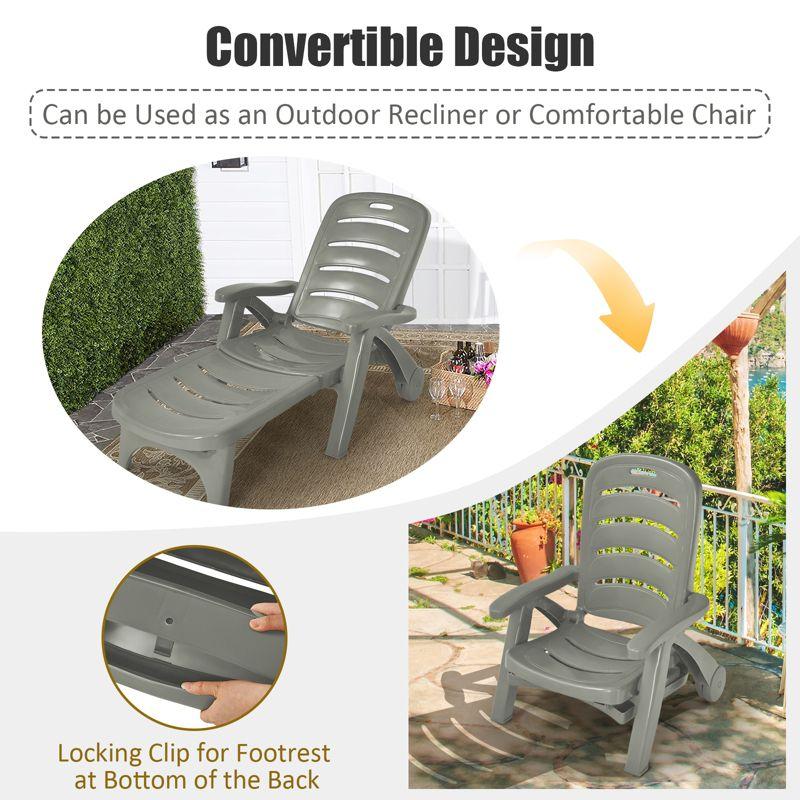 Tangkula Outdoor Chaise Lounge Chair 5-Position Folding Recliner for Beach Poolside Backyard