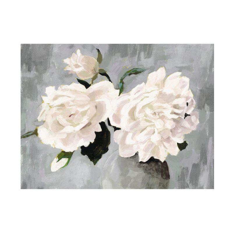 Victoria Borges  White Blooms in Gray Vase I Canvas Art