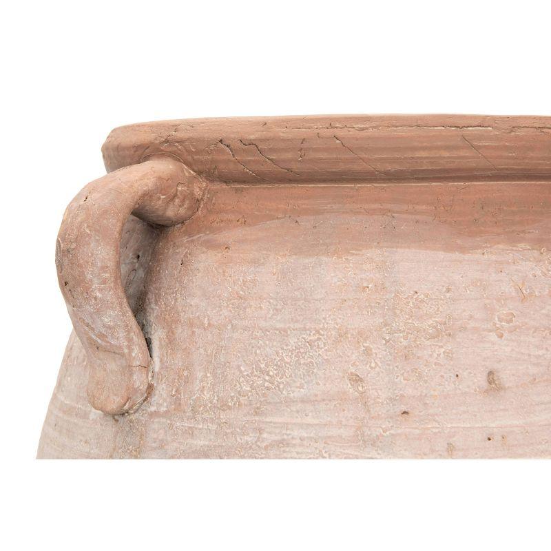 Storied Home 14" x 13" Whitewashed Terracotta Urn Jar Orange : Indoor/Outdoor, Boho Style, Water Tight