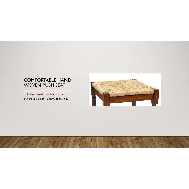 Carolina Cottage Hawthorne 24" Counter Stool with Woven Rush Seat - Vintage Hardwood Legs, Hand Finish Backless Stool (Antique White)