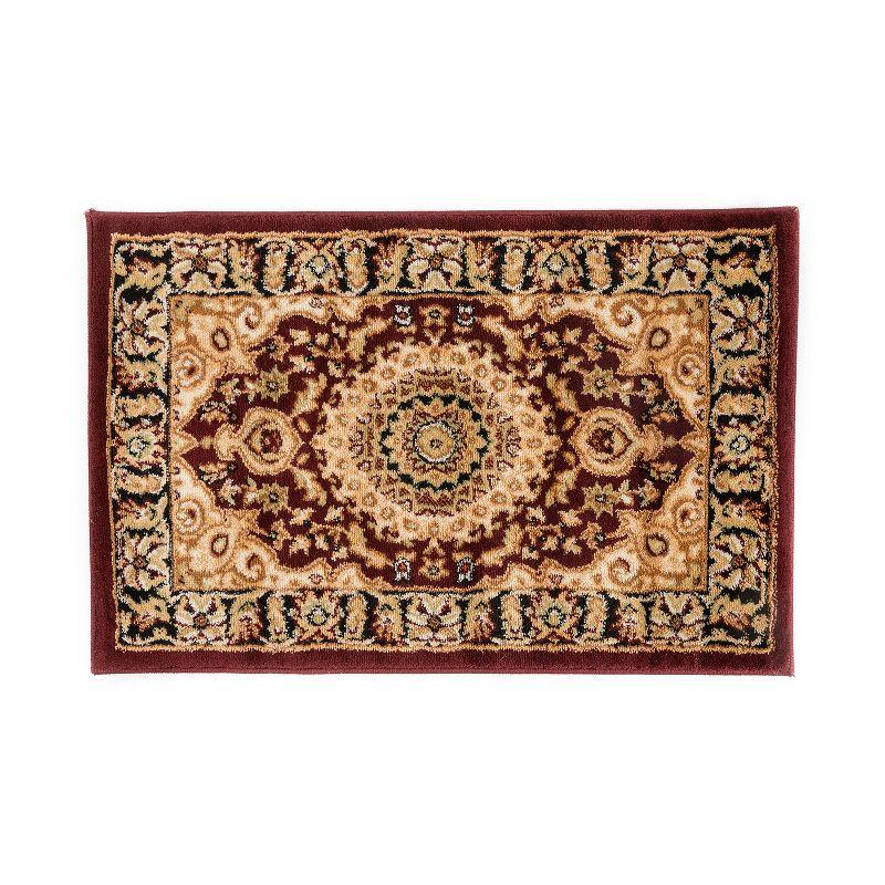 Traditional Oriental Medallion Synthetic Rug - Red, Easy Care 2'x3'