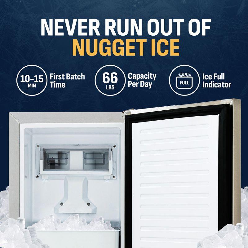 Newair 15" Undercounter 66 lbs Nugget Ice Maker, Built-in or Freestanding in Stainless Steel