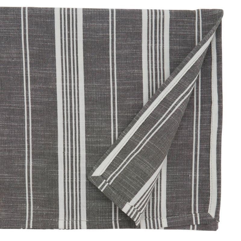70" Cotton Striped Tablecloth Gray - Saro Lifestyle: Square, Machine Washable, Plain Weave, 100% Cotton
