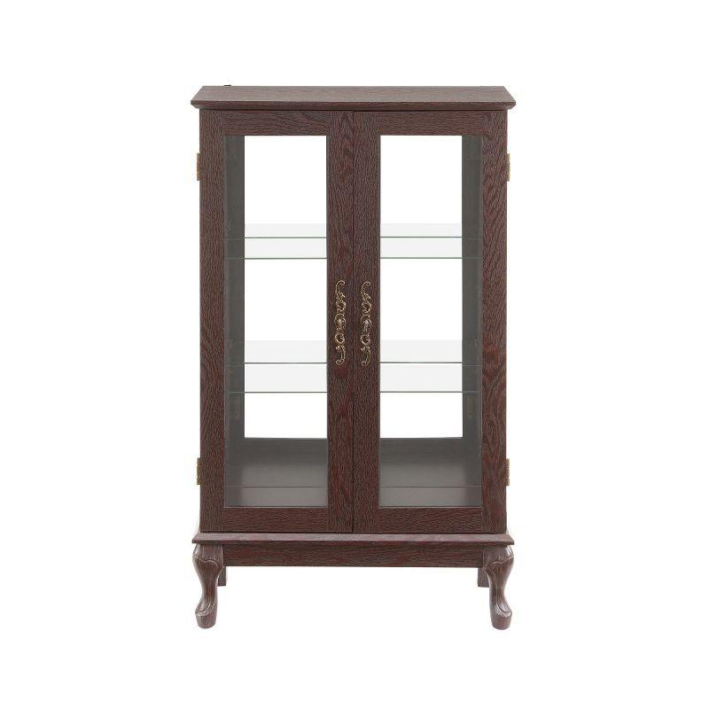 2 Doors Curio Cabinet, Display Cabinet With Mirrored Back Panel And Adjustable Shelves, Lighted Display Cabinet-Cuddlewood