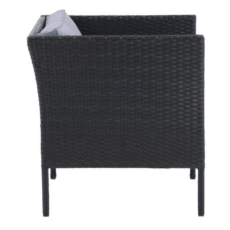 Elegant Black and Ash Gray Resin Wicker Patio Armchair with Cushions