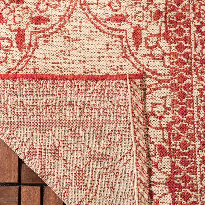 Beach House BHS174 Power Loomed Indoor/Outdoor Area Rug - Red/Creme - 6'7"x9'2" - Safavieh