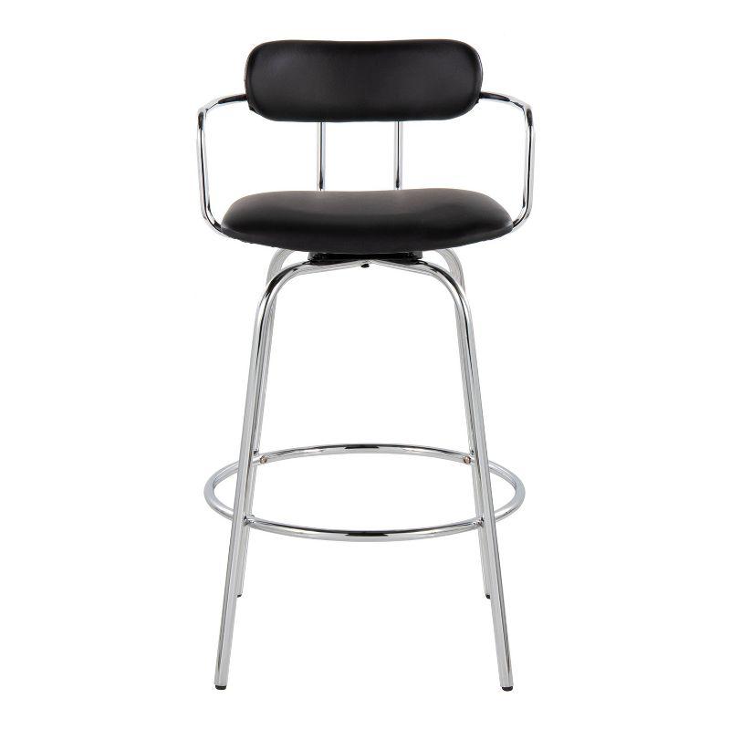 Set of 2 Demi Counter Height Barstools Chrome/Black - LumiSource: Cushioned, Swivel, Modern Design