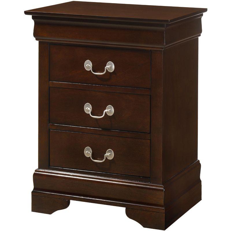 Passion Furniture Louis Philippe 3-Drawer Cappuccino Nightstand (29 in. H x 21 in. W x 16 in. D)