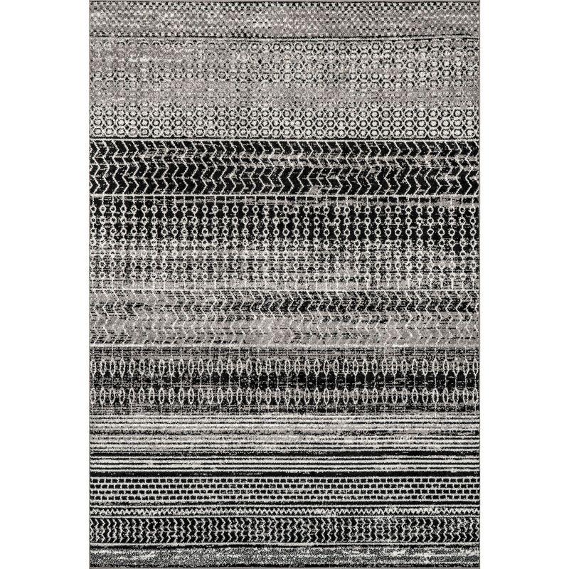 Nuloom Nova Striped 7x9 Indoor Area Rug for Living Room Bedroom Dining Room Kitchen, Dark Grey/Ivory