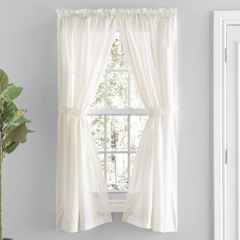 Natural Cotton Sheer Rod Pocket Curtain with Lace Detail