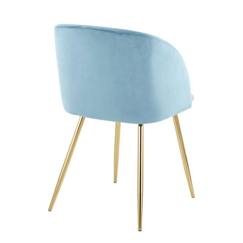 Set of 2 Fran Contemporary Dining Chairs Steel/Velvet Gold/Light Blue - LumiSource: Padded Bucket Seat, Metal Legs