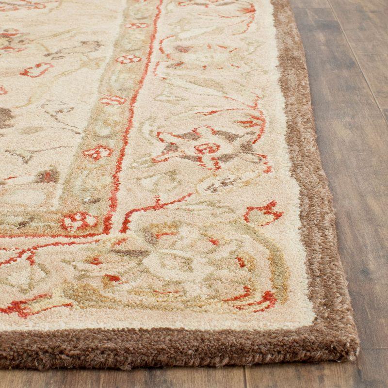 Hand-Tufted Beige Floral Wool Area Rug, 4' x 6'