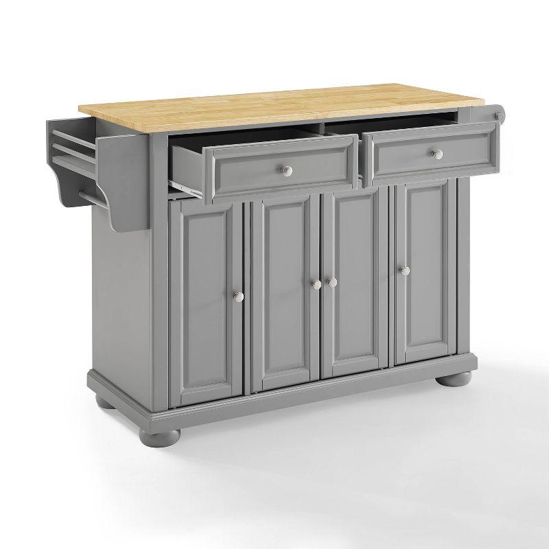 Gray and Natural Wood Top Kitchen Island with Storage