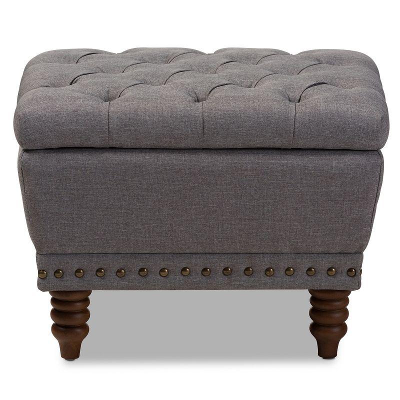 Annabelle Modern and Contemporary Wood Finish with Fabric Upholstered Button - Tufted Storage Ottoman - Baxton Studio