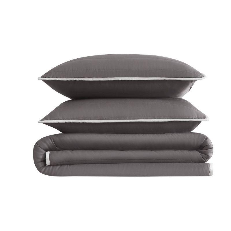 Christian Siriano 2pc Twin/Twin Extra Long Cotton Sateen Quilt Set Dark Gray