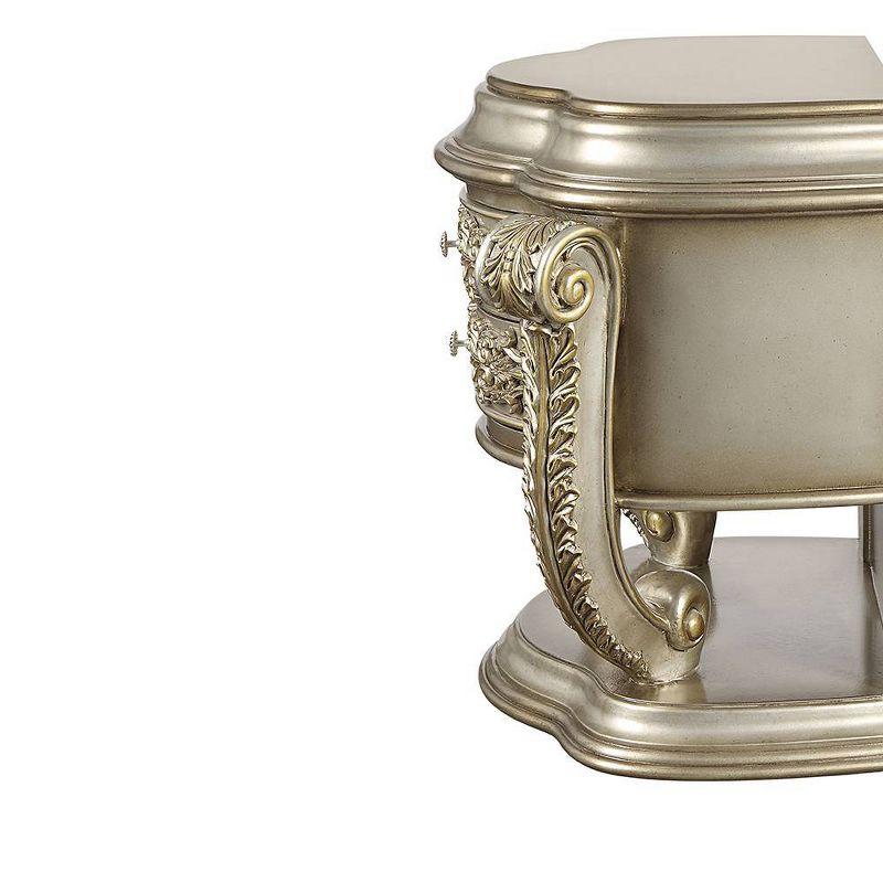 35" Danae Nightstand Champagne and Gold Finish - Acme Furniture: Opulent Carved Details, No Assembly Required