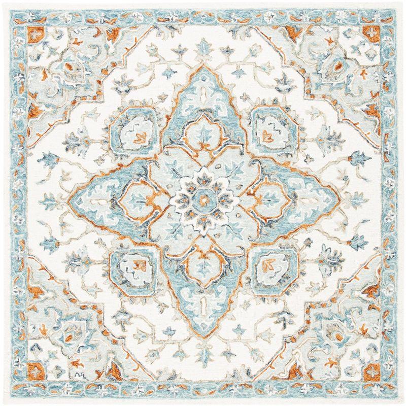 Heritage HG922 Hand Tufted Area Rug - Ivory/Blue - 6'x6' - Safavieh.