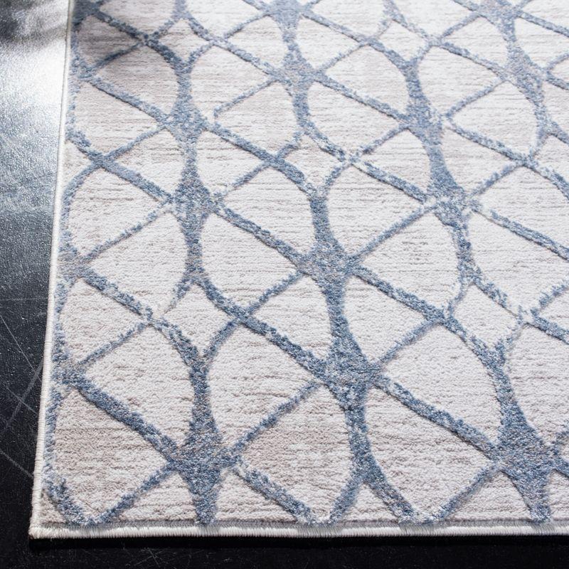 Hand-Knotted Grey/Blue Synthetic Easy-Care Area Rug