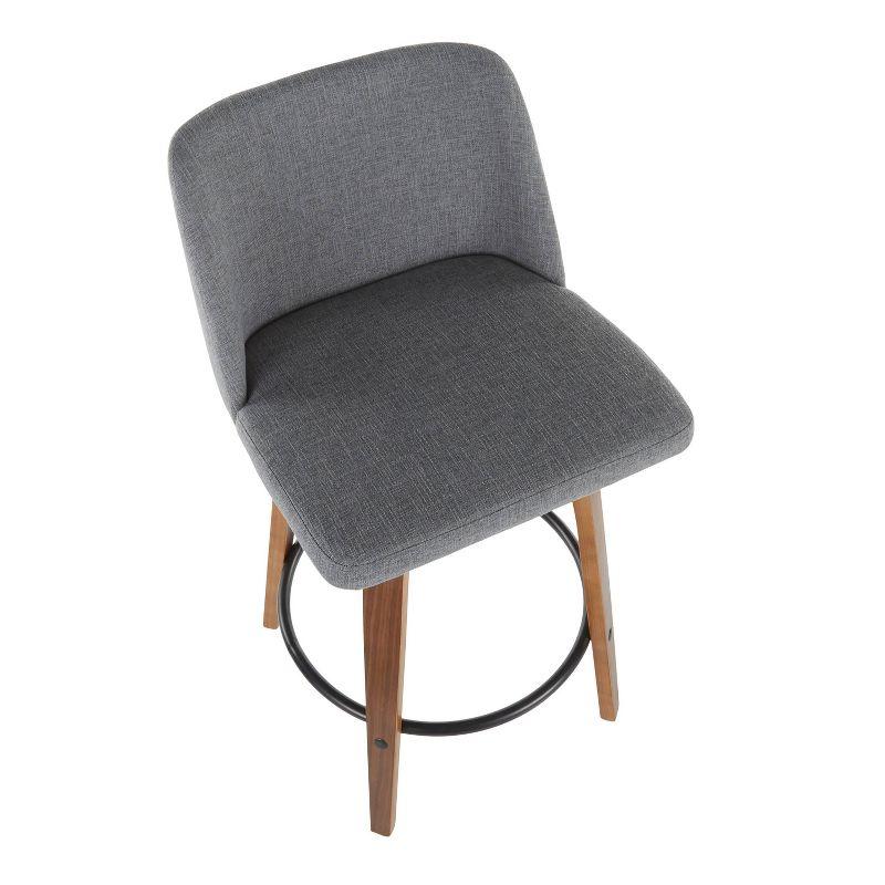 Set of 2 Toriano Mid-Century Modern Counter Height Barstools Walnut/Gray - LumiSource