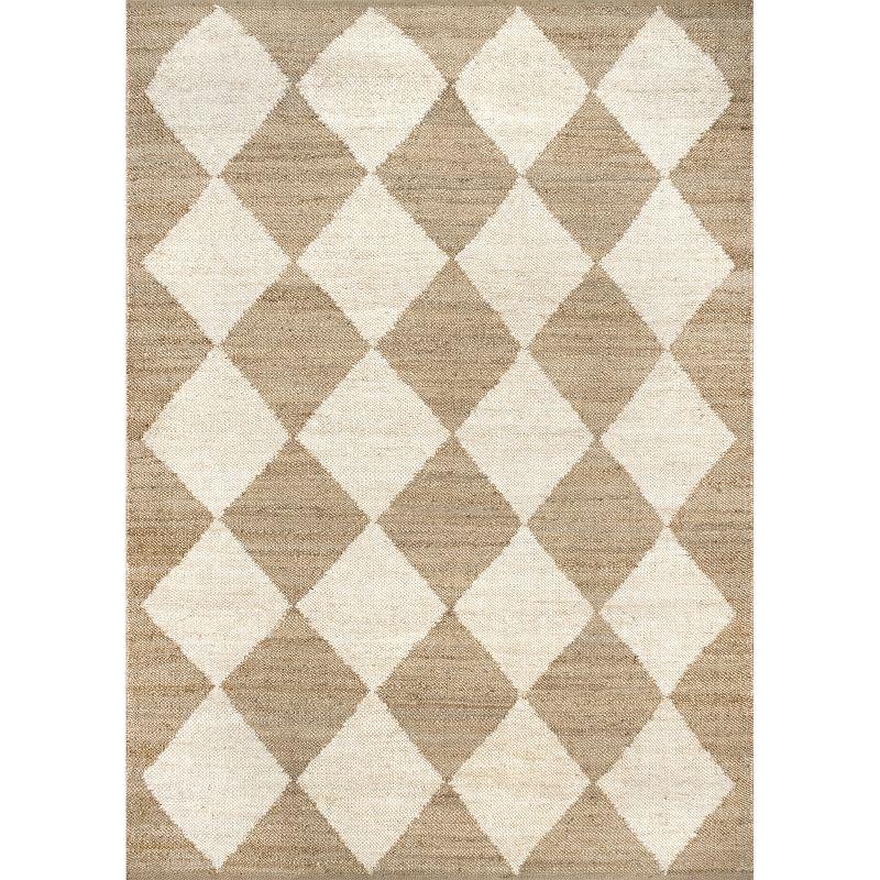 Louie Diamond Checkerboard Natural Jute 5' x 8' Area Rug