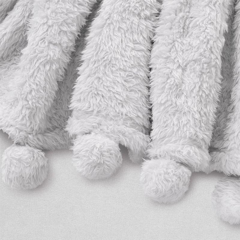 PAVILIA Fluffy Throw Blanket with Pompom, Lightweight Soft Plush Cozy Warm Pom Pom Fringe for Couch Sofa Bed