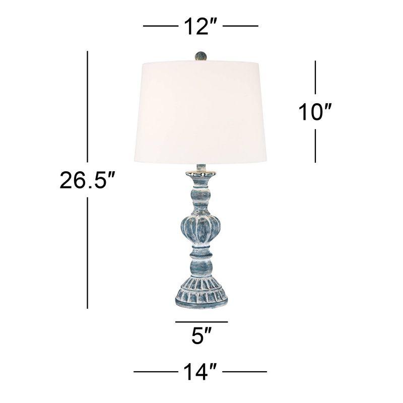 Regency Hill Tanya Traditional Table Lamps 26 1/2" High Set of 2 Blue Washed Tapered Drum Shade for Bedroom Living Room Bedside Nightstand Office Kids