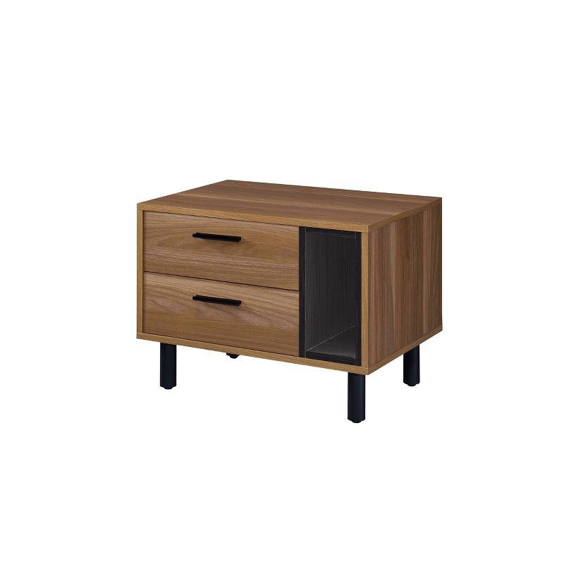 23" Trolgar Accent Table Brown Oak/Black Finish - Acme Furniture: No Assembly, Open Shelf, Wood Composite