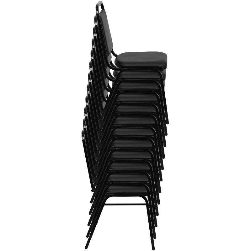 Emma and Oliver Trapezoidal Back Banquet Chair, Black Vinyl/Black Frame