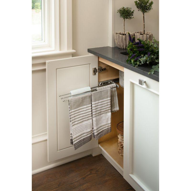 Rev-A-Shelf Rev-A-Shelf Pullout Dish Towel Bar Under Kitchen Cabinet 3 Prong, White 563-47 C